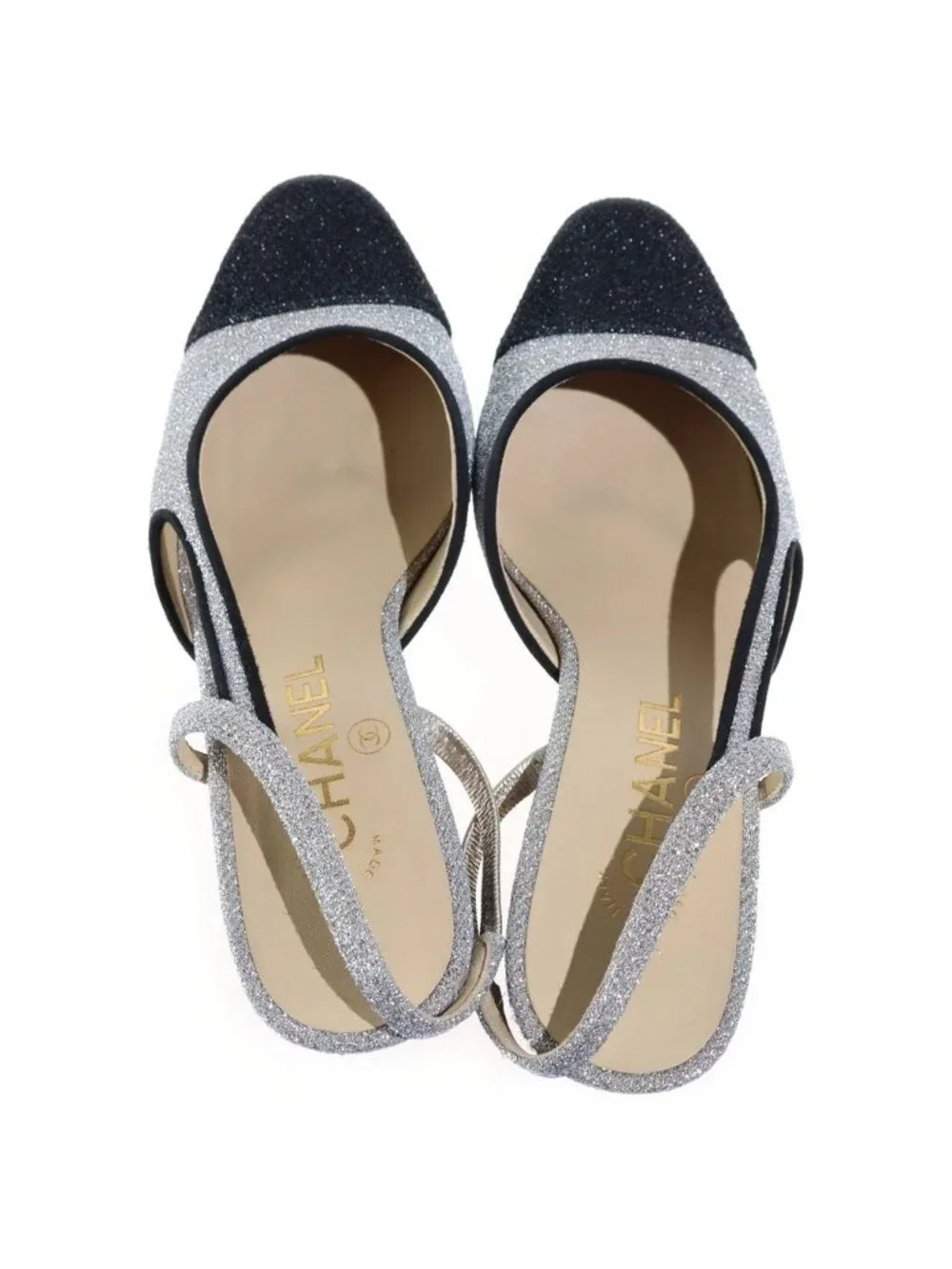 Chanel slingback glitter